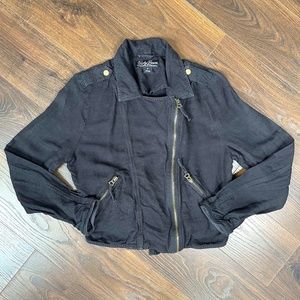 LUCKY BRAND Linen Blend Moto Jacket Medium